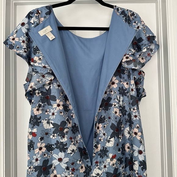 LOFT Floral Flutter Sleeve Spring Summer Knee Length Blue Dress Size XL - Picture 7 of 9